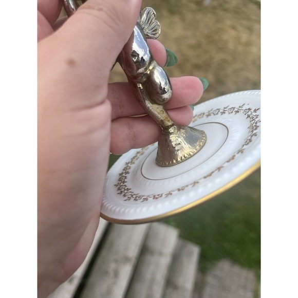 Porcelaine Candleholder De France / Hand painted With angel - Picture 7 of 16